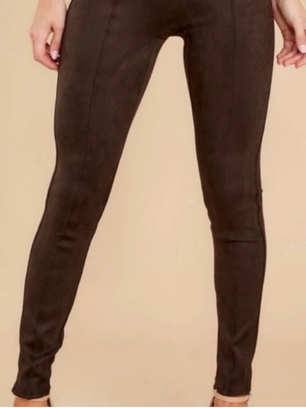 SPANX Suede Brown High-Waist Skinny Leggings